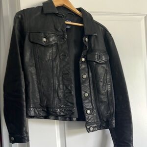 GAP Black Leather Jacket Classic Design